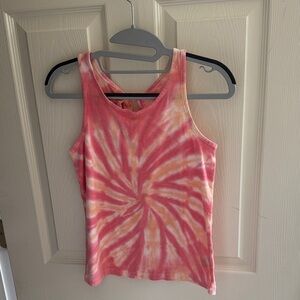 Cat & Jack Spiral Tie-Dye Tank Top - Pink and Yellow